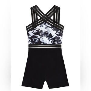 Women's Tie Dye Criss Cross Shorts One Piece Swimsuit size M
